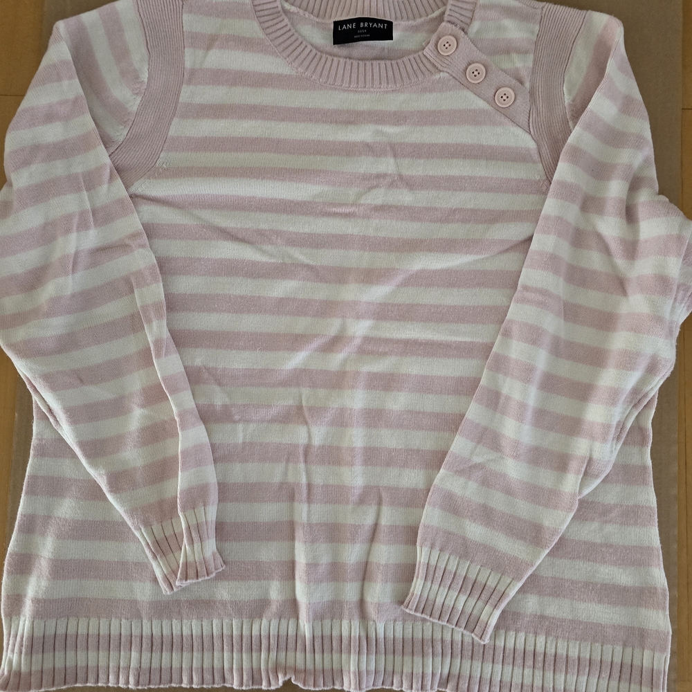 Lane Bryant Light Pink and White Striped Sweater